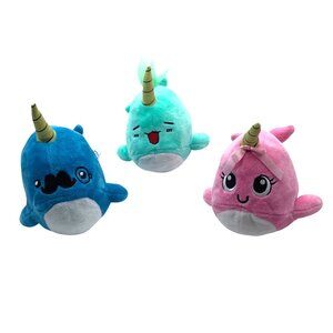 Narwhal Plush Toy Set Soft Stuffed Sea Creature Collectible Ideal Toys Lot of 3